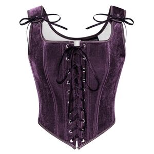 Purple Velvet Lace-Up Corset